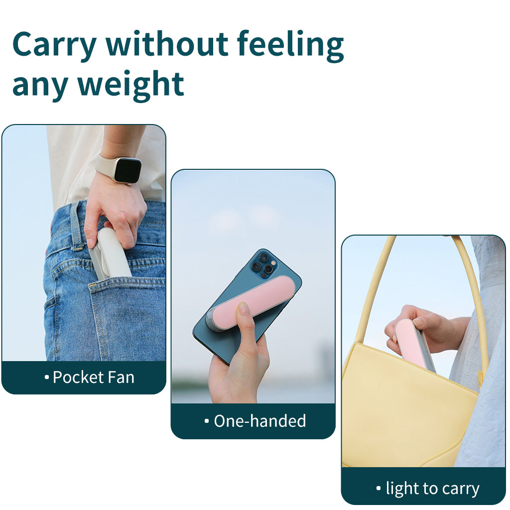Handheld Mini Fan, Portable Small Fan for Travel, Battery-operated Rechargeable USB fan for long working hours. Innovative Foldable Pocket Fan, Suitable for Outdoor or Indoor Use, Summer Must-Have (Available in White, Pink, and Green colors)