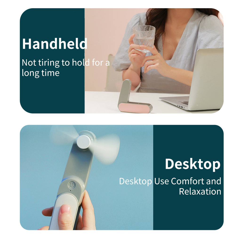 Handheld Mini Fan, Portable Small Fan for Travel, Battery-operated Rechargeable USB fan for long working hours. Innovative Foldable Pocket Fan, Suitable for Outdoor or Indoor Use, Summer Must-Have (Available in White, Pink, and Green colors)