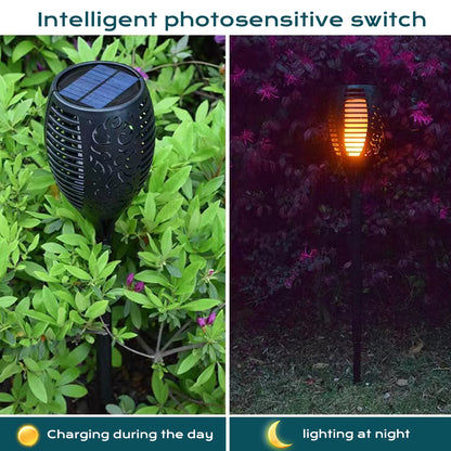 Solar Outdoor Lights, Solar Torch Lights with Flickering Flame Effect, solar flame lights for garden parties, camping, BBQ, weddings, Christmas, and Halloween