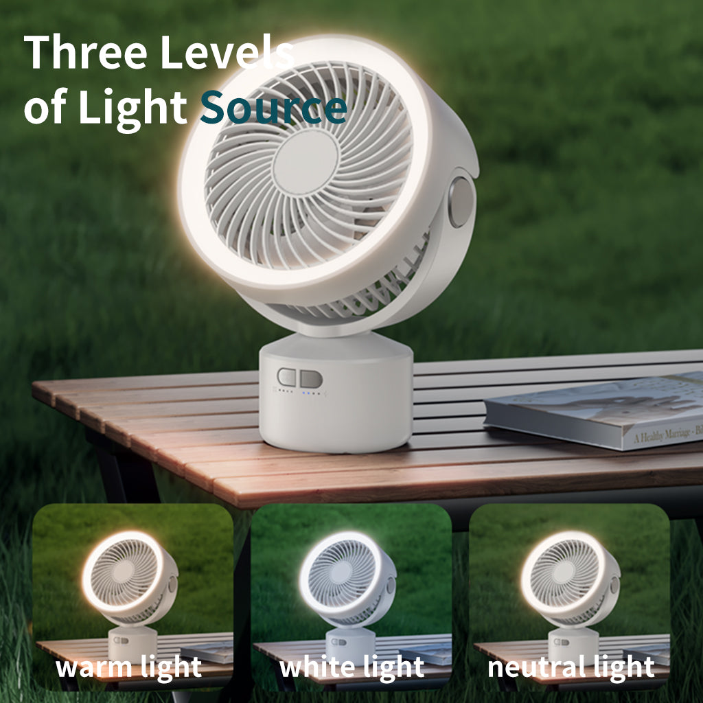 Camping Fan with LED Light, Multifunctional Portable Stand Oscillating Small Ceiling Fan for Camping Office Tents