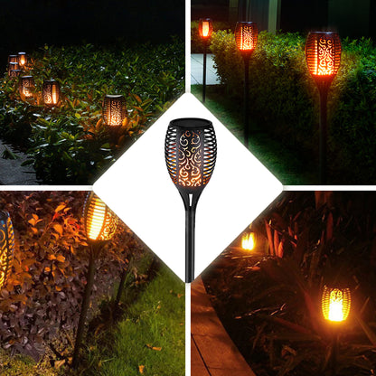 Solar Outdoor Lights, Solar Torch Lights with Flickering Flame Effect, solar flame lights for garden parties, camping, BBQ, weddings, Christmas, and Halloween
