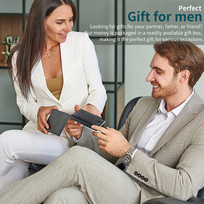Men's Slim Wallet, Bifold Men's Wallet with Money Clip, Men's Credit Card Holder with Gift Box