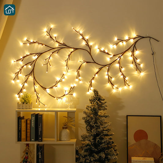Magic Rattan Branch Lights for Home Decoration, Christmas Decoration, Flexible DIY Indoor Artificial Plant Branches, 144 LED Vines for Wall, Bedroom, Living Room Decoration (Comes with 1 roll of transparent double-sided tape)