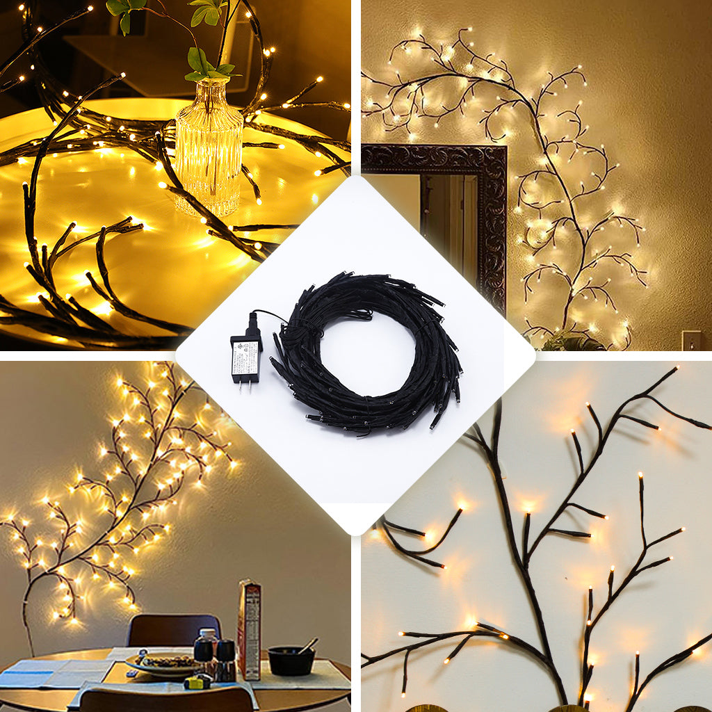 Magic Rattan Branch Lights for Home Decoration, Christmas Decoration, Flexible DIY Indoor Artificial Plant Branches, 144 LED Vines for Wall, Bedroom, Living Room Decoration (Comes with 1 roll of transparent double-sided tape)