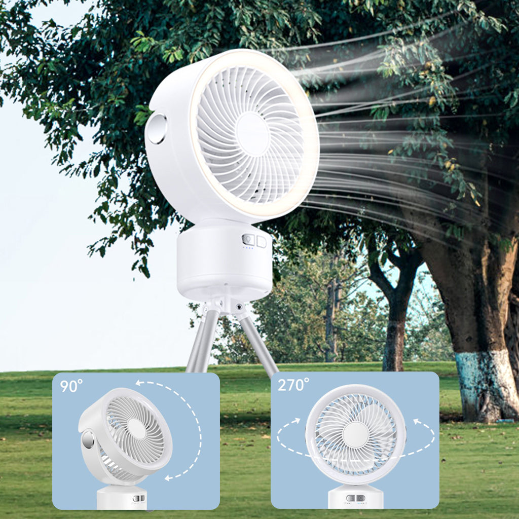 Camping Fan with LED Light, Multifunctional Portable Stand Oscillating Small Ceiling Fan for Camping Office Tents