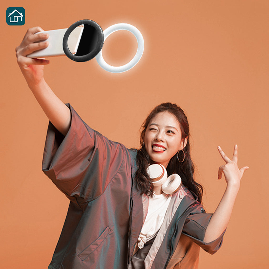 180 °  Rotating Selfie Ring Light, 3 Light Modes and 5 Brightness Levels, Rechargeable Selfie Fill Light with Clip, suitable for Mobile Phone Photography, Live Broadcast, Creative Video, Makeup, etc.