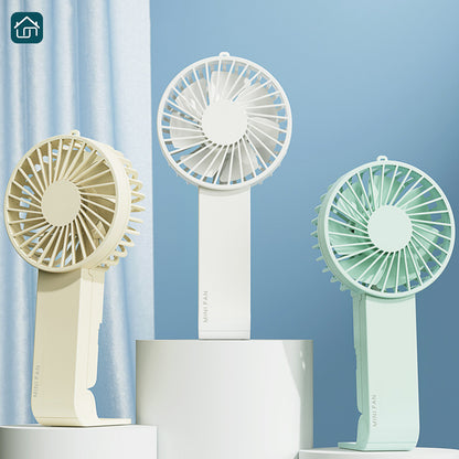 Handheld Fan, USB Charging 3-Speed Portable Handheld Fan, Mobile Desktop Fan with Tether and Base, Battery-Operated Fan for Travel, Outdoor, Indoor, Makeup, and Office Use.