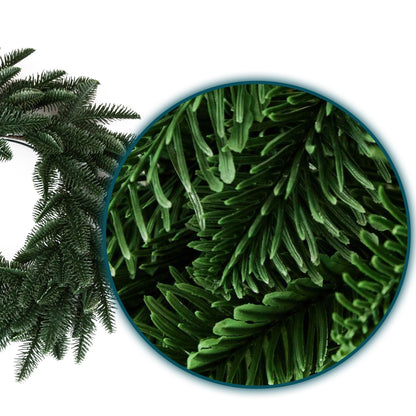 Door Front Green Wreath and Edelweiss Wreath, 15.74 Inch Faux Norfolk Pine Wreath, an indoor and outdoor porch window wall home decor for all seasons