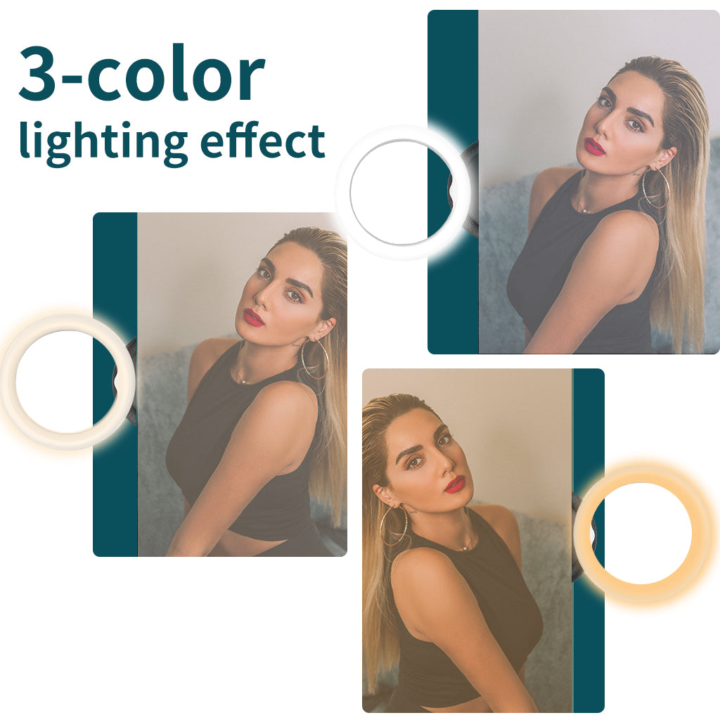 180 °  Rotating Selfie Ring Light, 3 Light Modes and 5 Brightness Levels, Rechargeable Selfie Fill Light with Clip, suitable for Mobile Phone Photography, Live Broadcast, Creative Video, Makeup, etc.