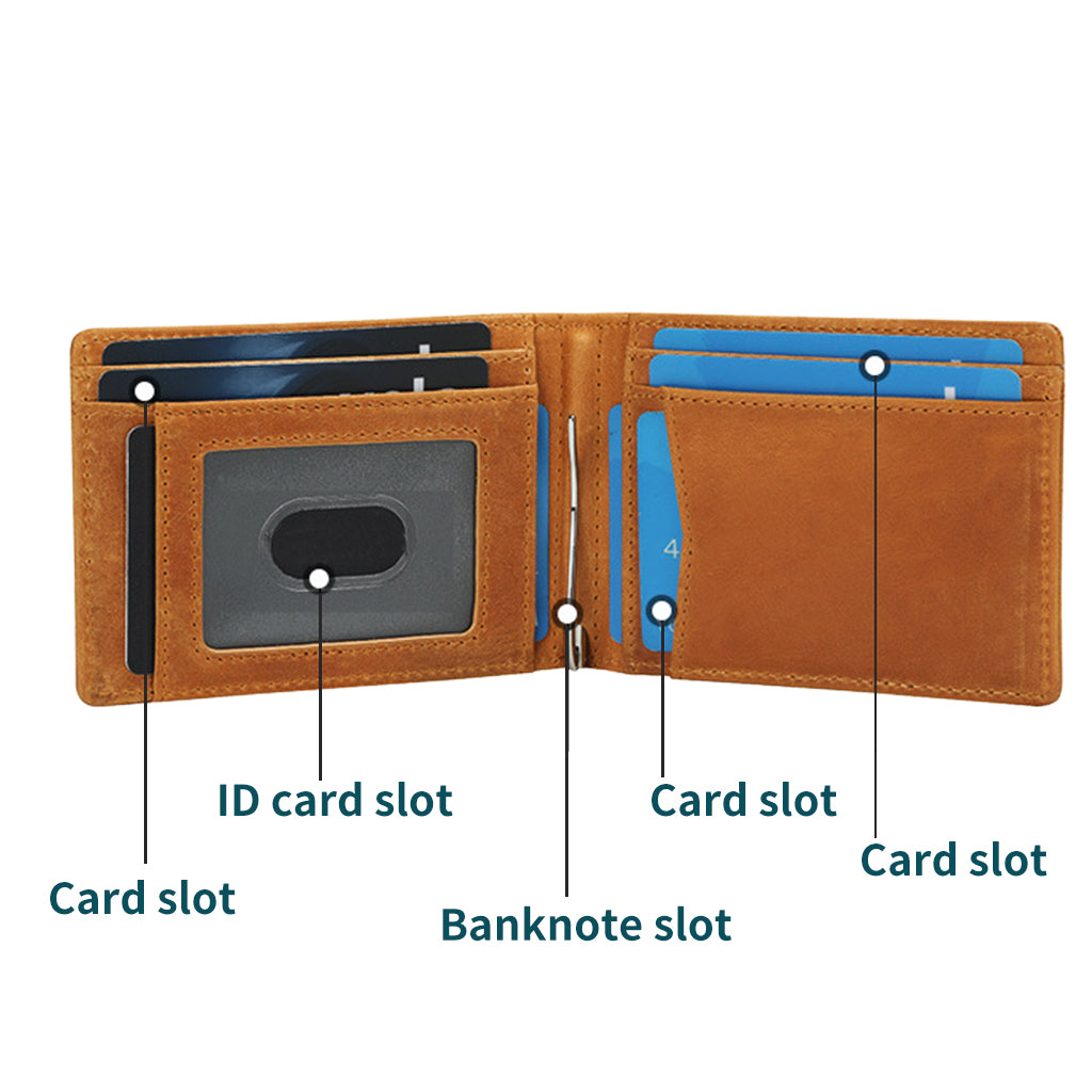 Airtag Wallet Men, Men's Slim Wallet, Bifold Men's Wallet with Money Clip, Genuine Leather Credit Card Wallet, Air Tag GPS Tracker with Gift Box[No Airtags]