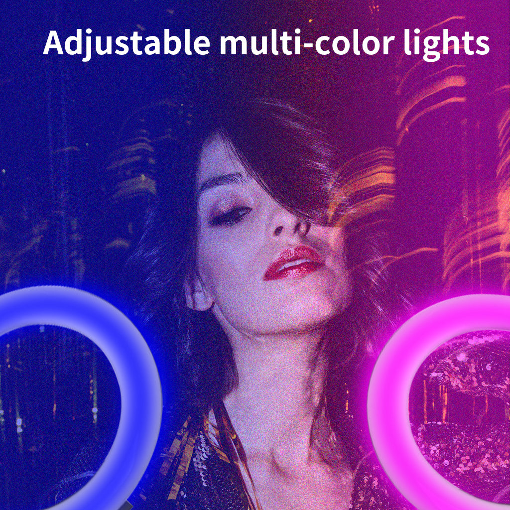 RGB Selfie Ring Light, 21 Light Mode Adjustments, Rechargeable Selfie Fill Light with Clip, Suitable for Mobile phone photography, live broadcast, creative video and makeup, etc.