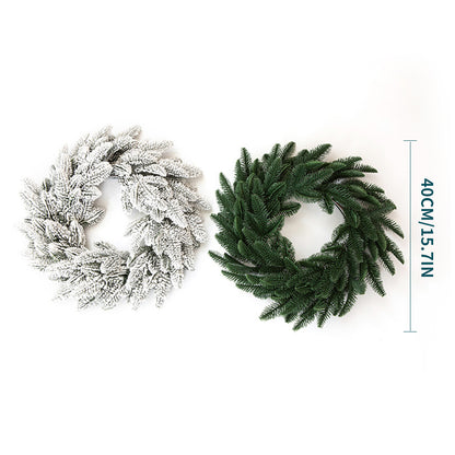 Door Front Green Wreath and Edelweiss Wreath, 15.74 Inch Faux Norfolk Pine Wreath, an indoor and outdoor porch window wall home decor for all seasons