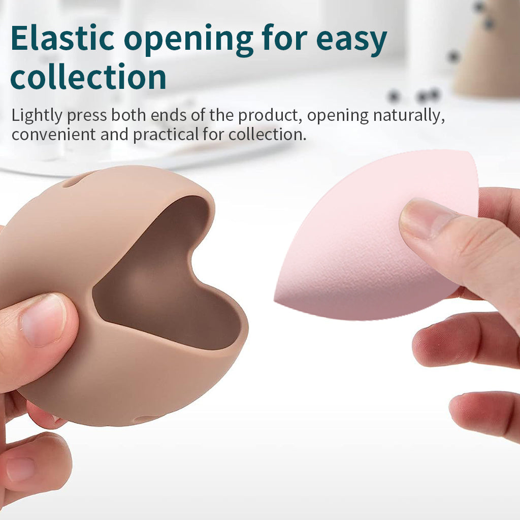 Makeup Sponge Holder, Eco-friendly Breathable Silicone Beauty Hybrid Holder, Washable Reusable Makeup Sponge Travel Bag, with Separate Compartment, Hygienic Portable Makeup Sponge Bag for Daily and Travel