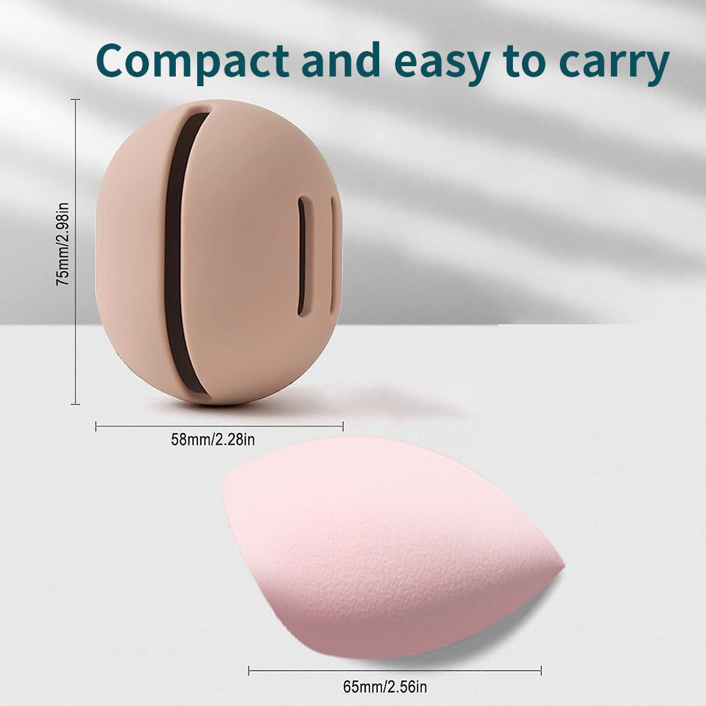 Makeup Sponge Holder, Eco-friendly Breathable Silicone Beauty Hybrid Holder, Washable Reusable Makeup Sponge Travel Bag, with Separate Compartment, Hygienic Portable Makeup Sponge Bag for Daily and Travel