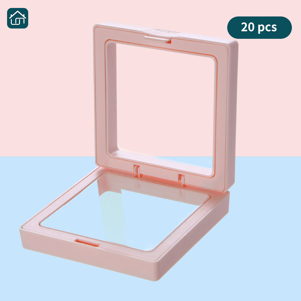 3D Floating Frame Display Stand, Transparent PE Jewelry Storage Box Hanging Frame for Jewelry, Coins, Badges, Pins