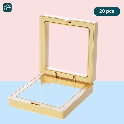 3D Floating Frame Display Stand, Transparent PE Jewelry Storage Box Hanging Frame for Jewelry, Coins, Badges, Pins