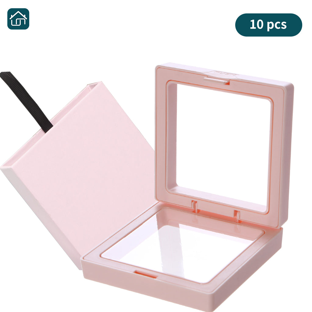 3D Floating Frame Display Stand, Transparent PE Jewelry Storage Box Hanging Frame for Jewelry, Coins, Badges, Pins