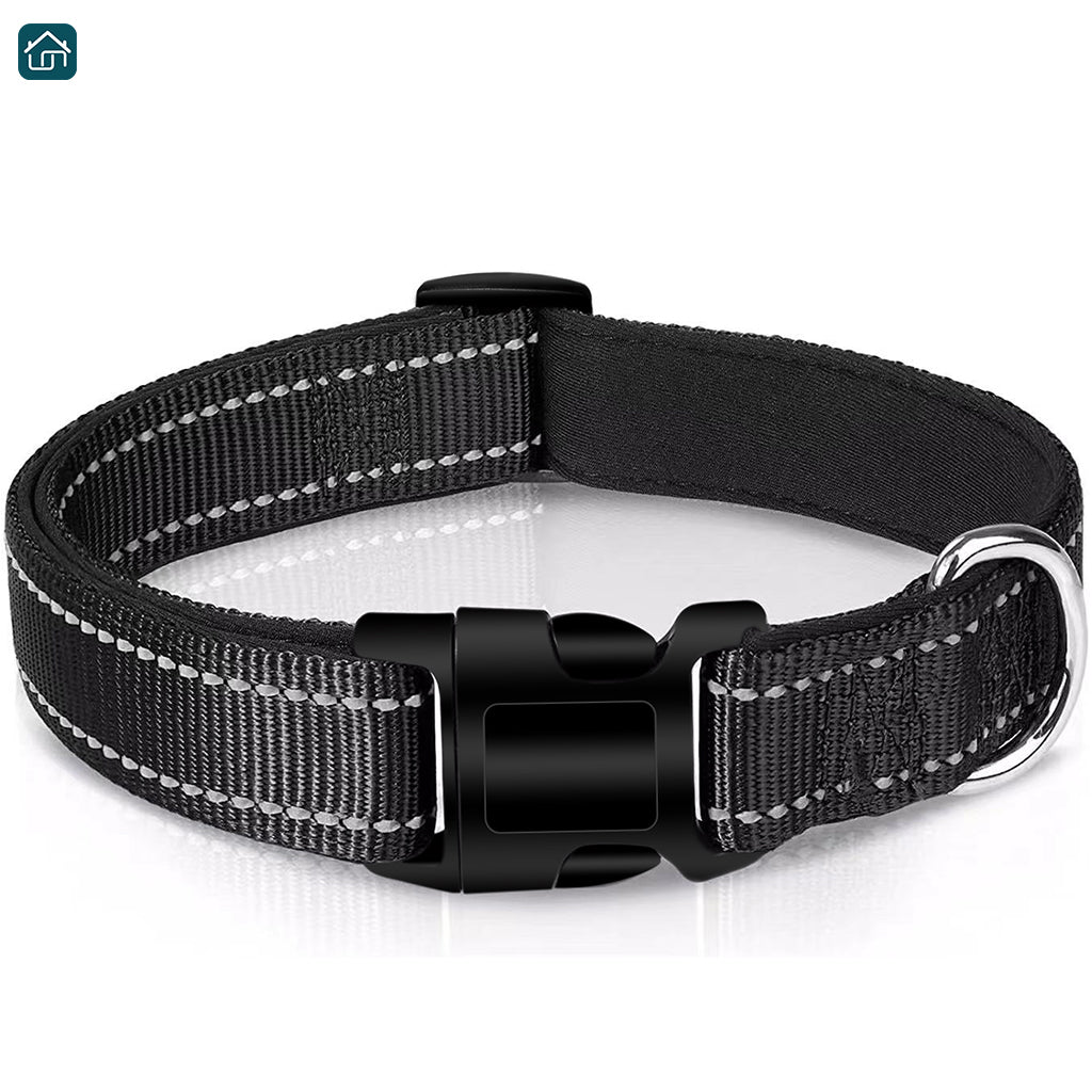 Reflective Dog Collar, Strong Nylon Collar for Large Male and Female Dogs, Adjustable Dog Collar with Quick Release Buckle for Small Dogs, Medium Dogs, and Large Dogs