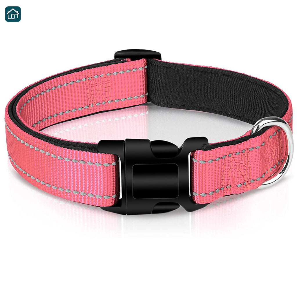 Reflective Dog Collar, Strong Nylon Collar for Large Male and Female Dogs, Adjustable Dog Collar with Quick Release Buckle for Small Dogs, Medium Dogs, and Large Dogs