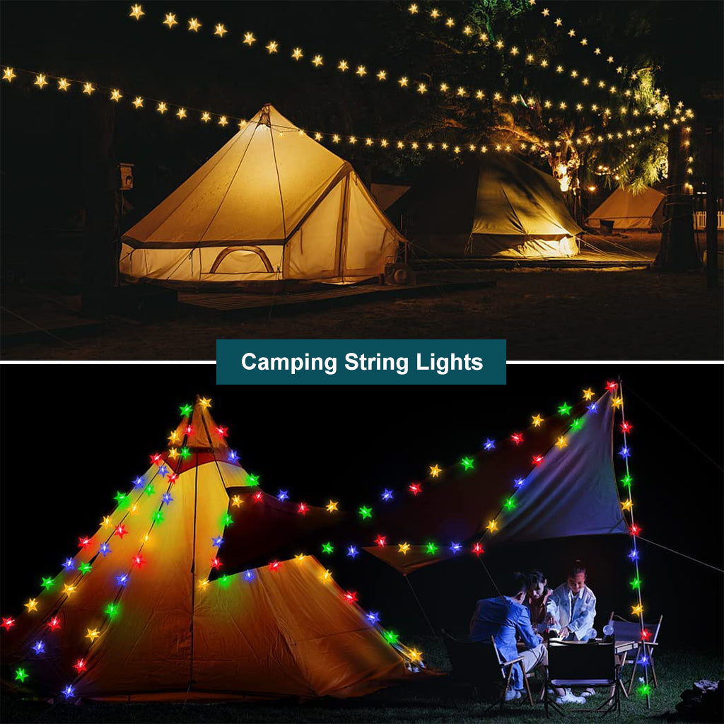 Color String Lights + Camping Lantern Flashlight: 33FT Camping