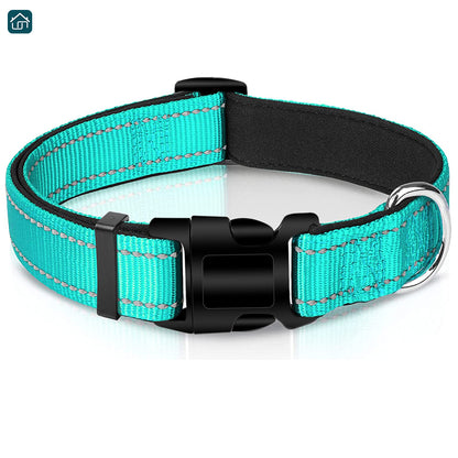 Reflective Dog Collar, Strong Nylon Collar for Large Male and Female Dogs, Adjustable Dog Collar with Quick Release Buckle for Small Dogs, Medium Dogs, and Large Dogs