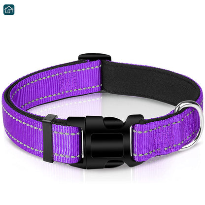 Reflective Dog Collar, Strong Nylon Collar for Large Male and Female Dogs, Adjustable Dog Collar with Quick Release Buckle for Small Dogs, Medium Dogs, and Large Dogs