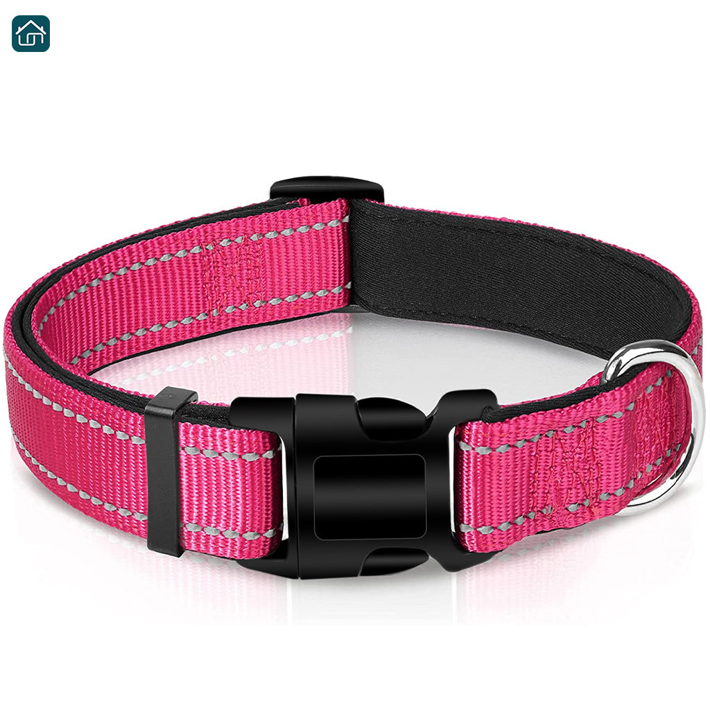 Reflective Dog Collar, Strong Nylon Collar for Large Male and Female Dogs, Adjustable Dog Collar with Quick Release Buckle for Small Dogs, Medium Dogs, and Large Dogs