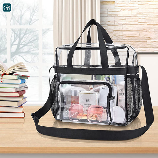 Clear Bag Stadium Approved 12x12x6, Clear Satchel Bag with Adjustable Strap, Clear Stadium Bag for Festivals, Concerts, Sports Events (Available in 2 Colors)
