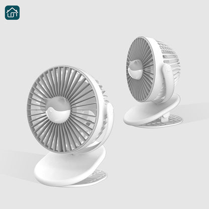 Rechargeable Battery Operated Clip Fan with Night Light, Battery Operated Mini Clip Fan, 3 Speed Portable Cooling Fan, USB Desk Fan, Cart Fan for Home, Office, or Camping Use (White)