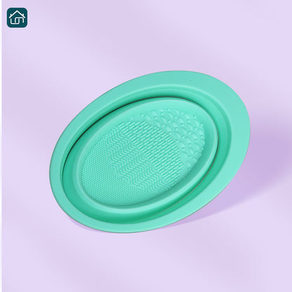 Makeup Brush Cleaning Pad, Silicone Makeup Brush Scrub Pad Portable Washing Tool, Foldable Makeup Brush Cleaning Bowl, Suitable for Cleaning All Kinds of Makeup Brushes, Makeup Sponge, Powder Puff