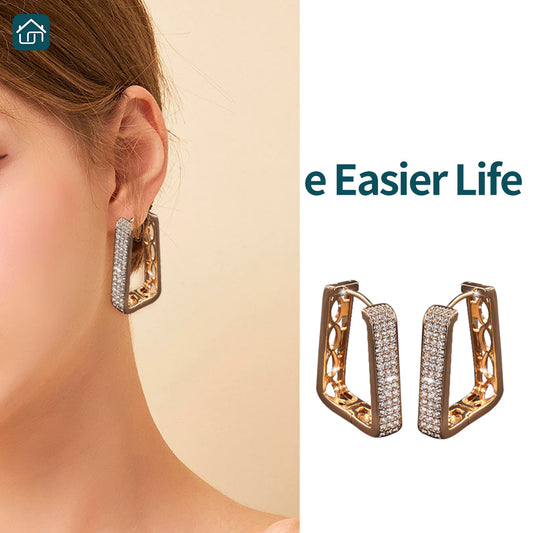 Earrings for Women 18K Real Gold Plated, Small Cubic Zirconia Cartilage Hoop Earrings Cuffs for Women