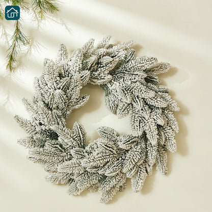 Door Front Green Wreath and Edelweiss Wreath, 15.74 Inch Faux Norfolk Pine Wreath, an indoor and outdoor porch window wall home decor for all seasons