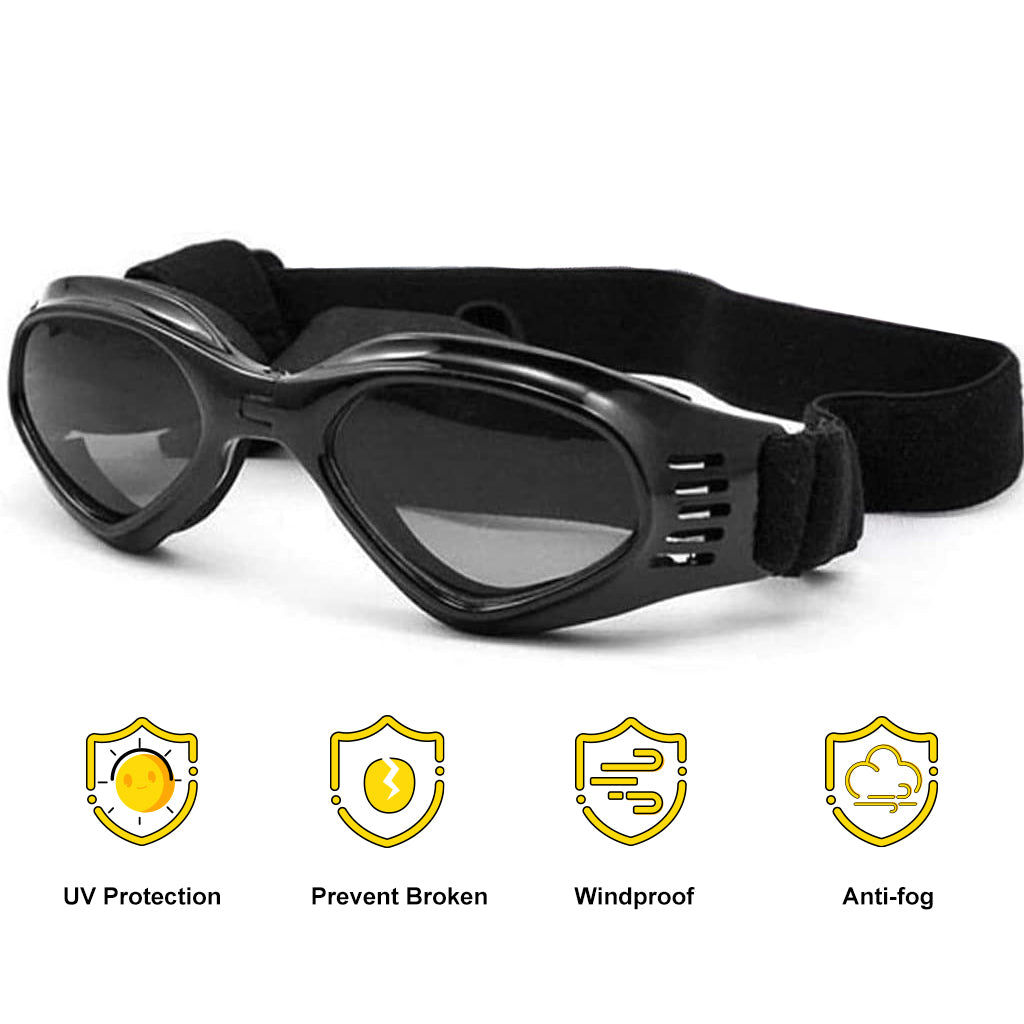 Dog Goggles, Dog Sunglasses with UV Protection, Foldable Pet Sunglasses, Adjustable Waterproof Glasses