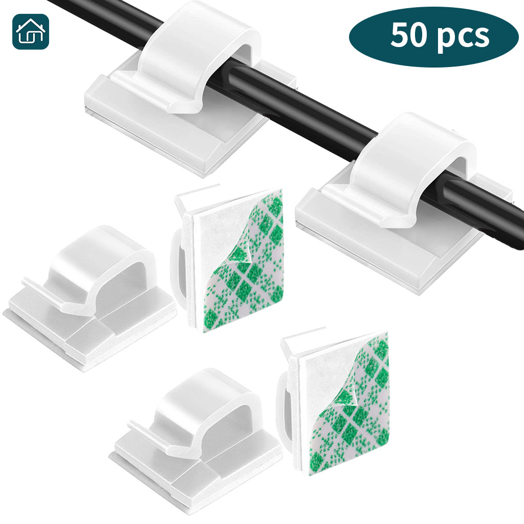 Adhesive Cable Manager Cord Clips, Cord Management Self Adhesive Hooks Cord Clips, Durable and Sturdy Cable Cord Management for Car, Office, and Home