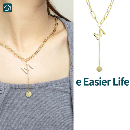 Long pendant necklace for women, fashionable airy collarbone chain, letter chain.