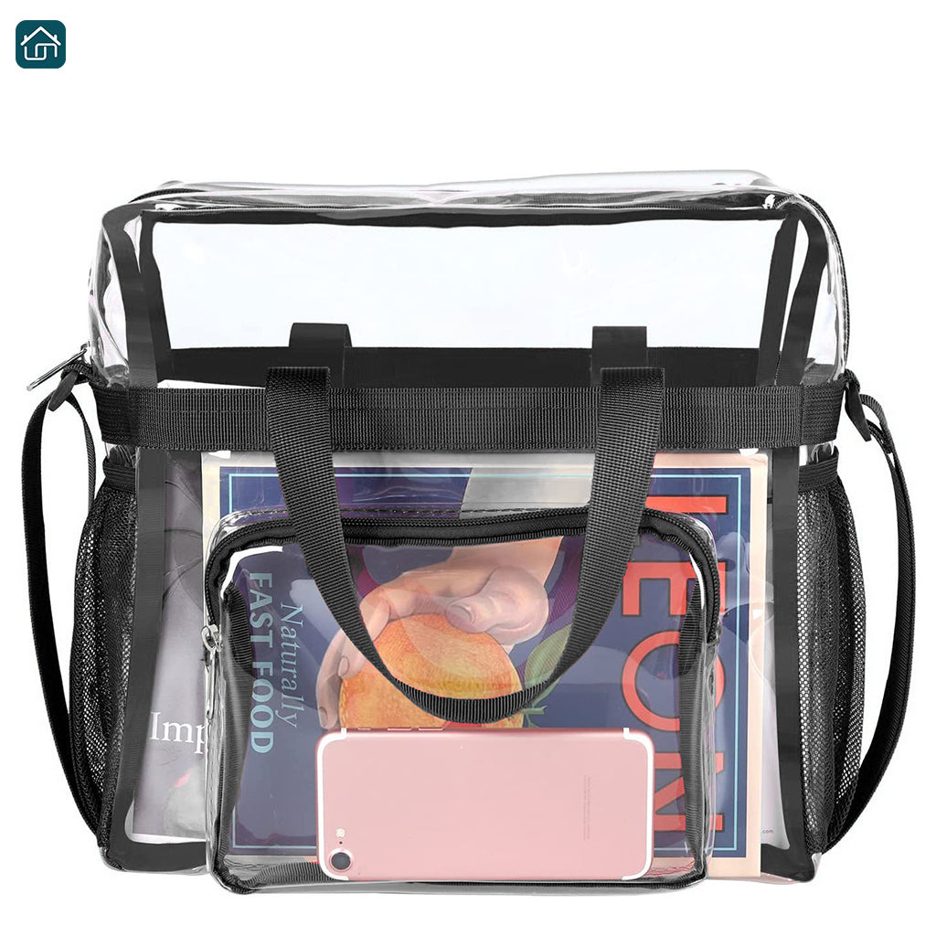 Clear Bag Stadium Approved 12x12x6, Clear Satchel Bag with Adjustable Strap, Clear Stadium Bag for Festivals, Concerts, Sports Events (Available in 2 Colors)