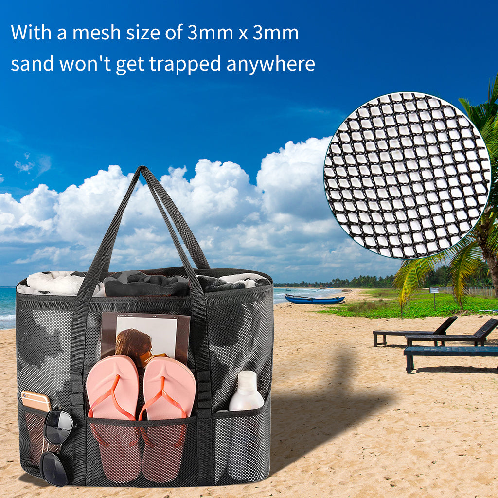 Mesh beach sale bag with pockets