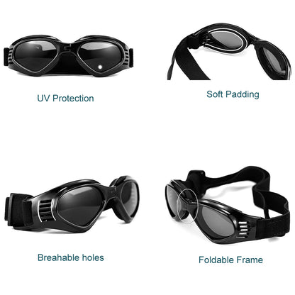 Dog Goggles, Dog Sunglasses with UV Protection, Foldable Pet Sunglasses, Adjustable Waterproof Glasses