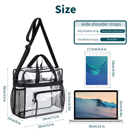 Clear Bag Stadium Approved 12x12x6, Clear Satchel Bag with Adjustable Strap, Clear Stadium Bag for Festivals, Concerts, Sports Events (Available in 2 Colors)