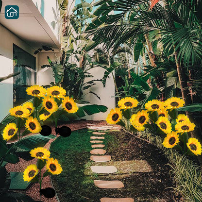 Solar Outdoor Sunflower Lights, Waterproof Solar Outdoor Lights Auto On/Off Solar Decorative Lights LED Solar Lights For Garden, Patio, Backyard Lawn Decoration