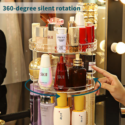 360°Rotating Cosmetic Storage Box, 6 Layers Adjustable, Can Store Different Kinds of Cosmetics Multi-functional Large Capacity Makeup Storage Box, Suitable for Bathroom Vanity Dresser, Transparent Acrylic.