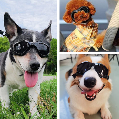 Dog Goggles, Dog Sunglasses with UV Protection, Foldable Pet Sunglasses, Adjustable Waterproof Glasses