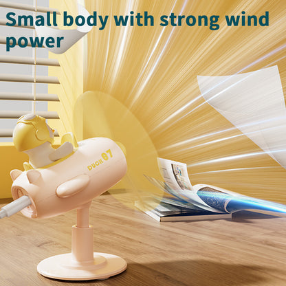 Cute Cartoon Pilot Small Fan, with Strong Wind and a Quiet Desktop computer screen, can be rotated in Multiple Angles,  USB-powered Portable Desktop Fan for Office Laptop or Computer