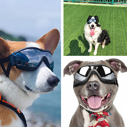 Dog Goggles, Dog Sunglasses Snowproof Windproof Anti-UV Dog Glasses Travel, Ski Pet Goggles, Anti-Fog Dog Snow Goggles, Medium Large Dog Goggles With Adjustable Straps