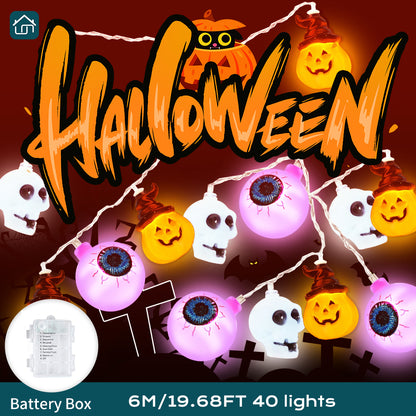 Halloween Decoration String Lights, different styles of Halloween Decoration String Lights, with lightning and constant lights to create a mysterious and phantom atmosphere, suitable for courtyards, gardens, doors, and Halloween decorations