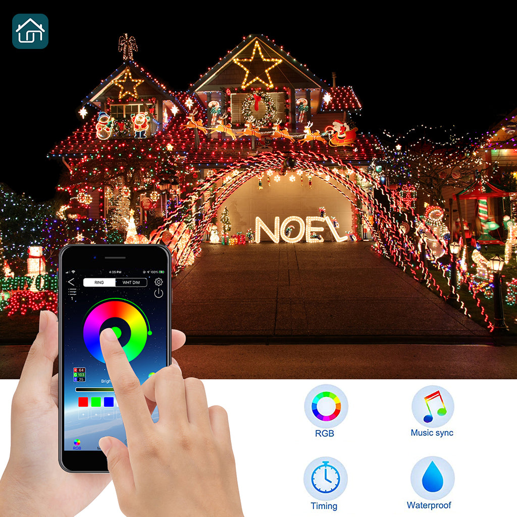 ONLY LIGHT,DIY Smart Christmas Lights with Bluetooth APP & Remote