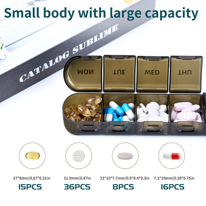 Removable Pill Case, Portable Multifunctional Removable Weekly Pill Case, Friendly Medication Organizer for Medications, Vitamins, Fish Oil or Supplements