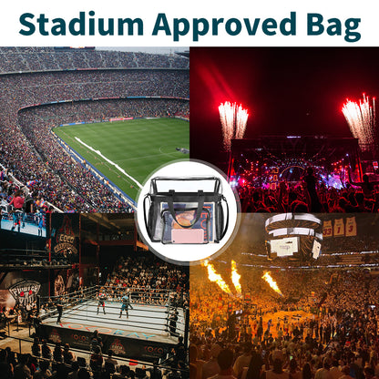 Clear Bag Stadium Approved 12x12x6, Clear Satchel Bag with Adjustable Strap, Clear Stadium Bag for Festivals, Concerts, Sports Events (Available in 2 Colors)