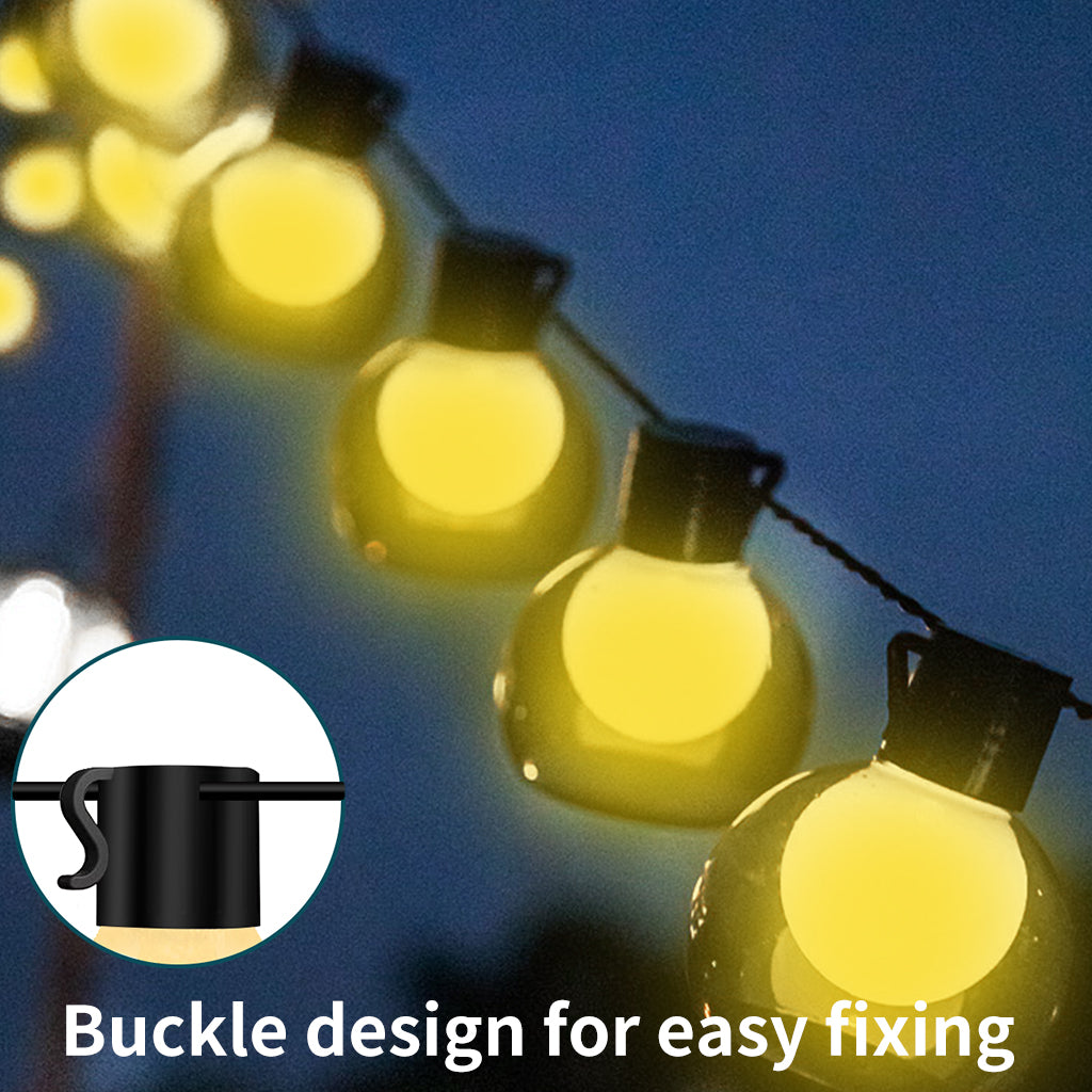 Solar G Type Bulb String Lights. Outdoor and Waterproof Camping Tent Decoration Lights, Cafe Lights, Low Voltage LED Decoration Lights for Holidays, Party Decoration, Warm White 9.8ft 10 Lights and 16.4ft 20 Lights (Optional)