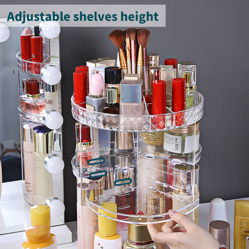 360°Rotating Cosmetic Storage Box, 6 Layers Adjustable, Can Store Different Kinds of Cosmetics Multi-functional Large Capacity Makeup Storage Box, Suitable for Bathroom Vanity Dresser, Transparent Acrylic.